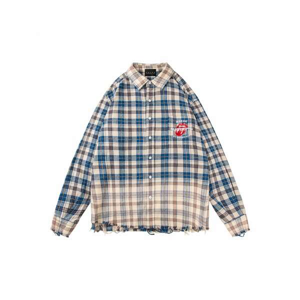 The Rolling Stones Blue & White Plaid Flannel